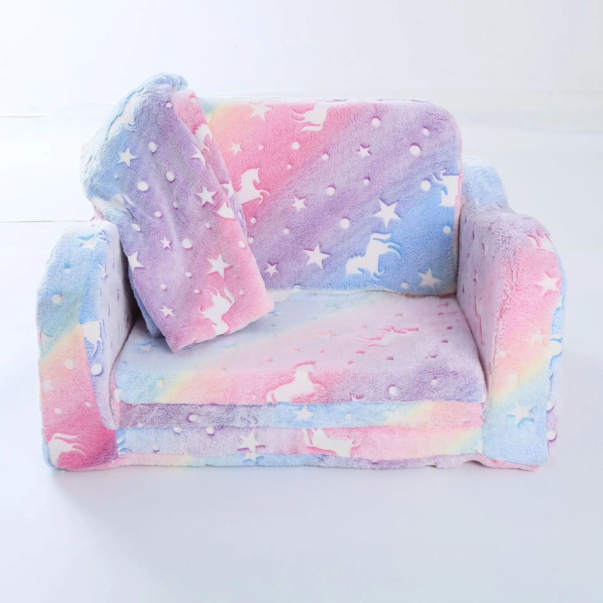 Children's Foldable Plush Sofa Chair with Blanket Novva Living