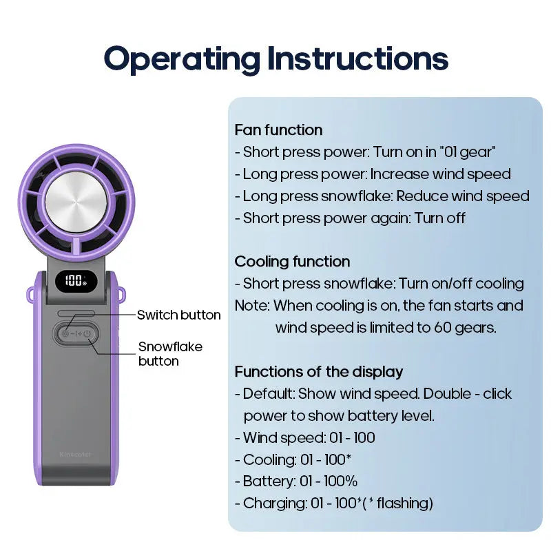 Digital Display Handheld Folding Fan Novva Living