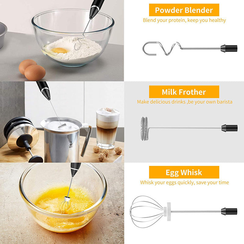 Semi-Automatic Handheld Milk Frother with Stainless-Steel Whisk and LCD Display