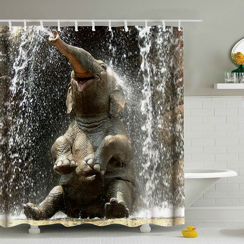 Rideau de douche imperméable avec éléphant