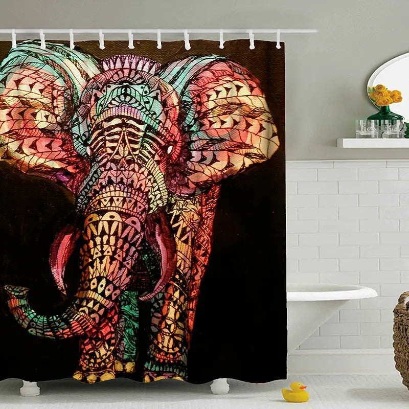 Elephant Waterproof Shower Curtain Novva Living