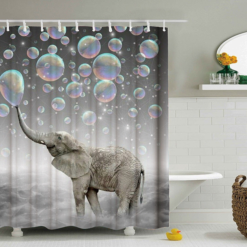 Rideau de douche imperméable avec éléphant