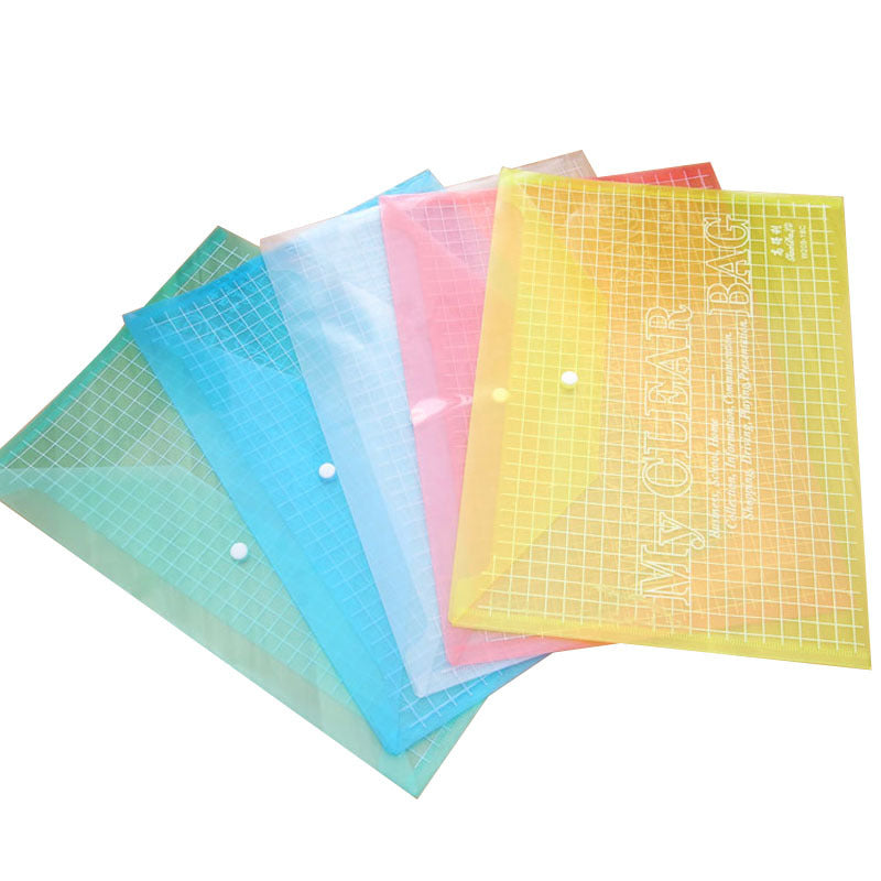 Pochette à soufflet transparente en PVC avec bouton-pression