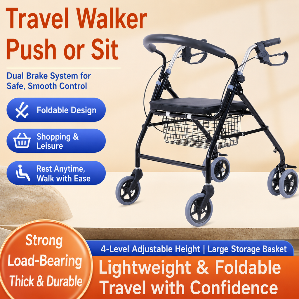 Foldable Four-Wheeled Walking Trolley