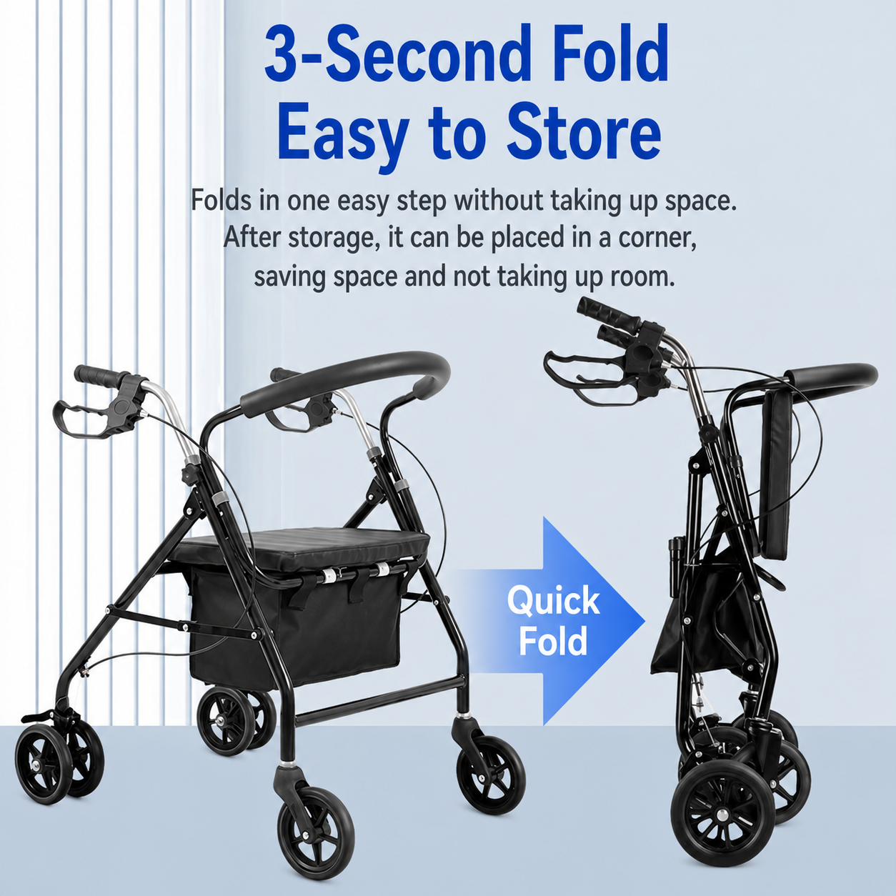 Foldable Four-Wheeled Walking Trolley