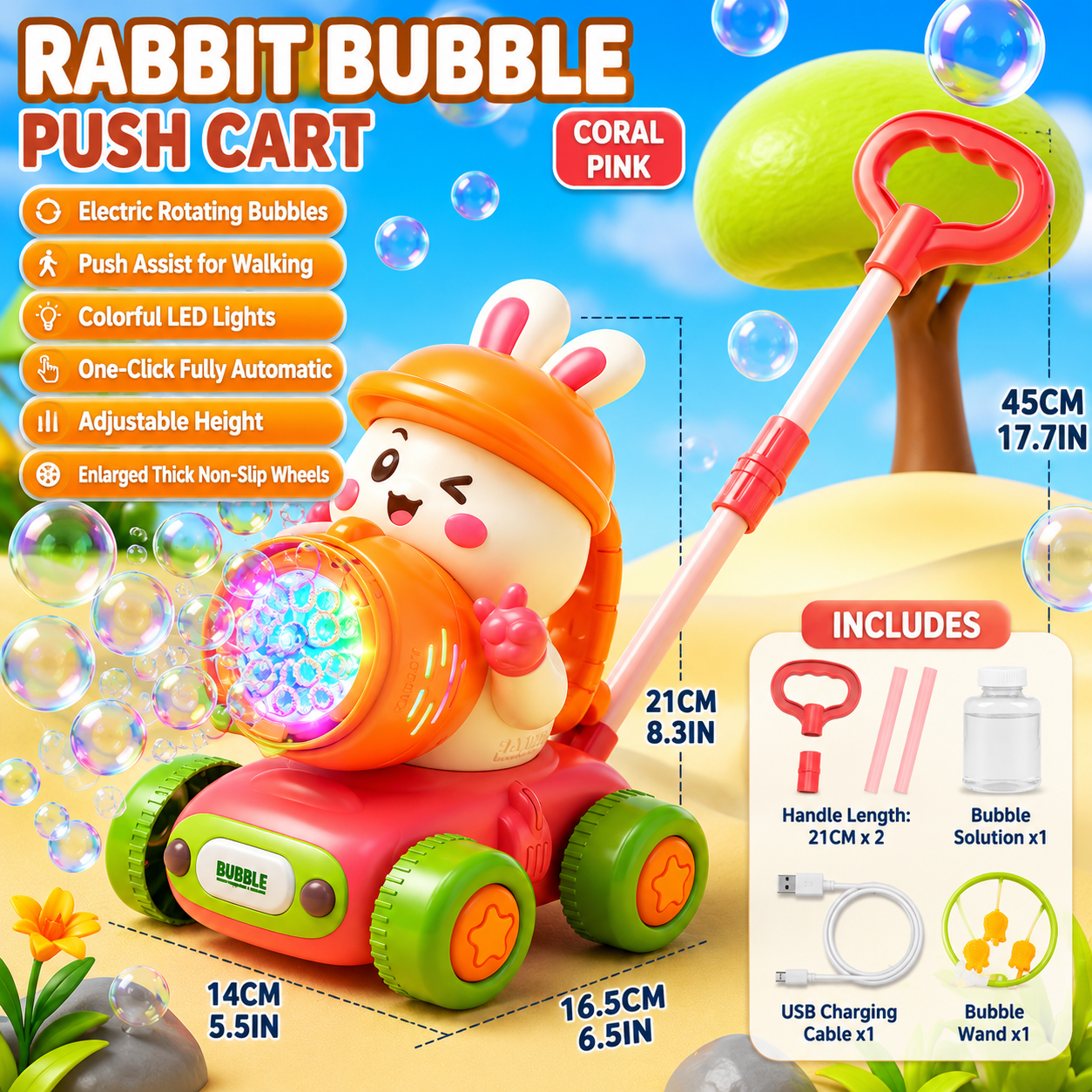Children's Cartoon Bubble Machine Stroller