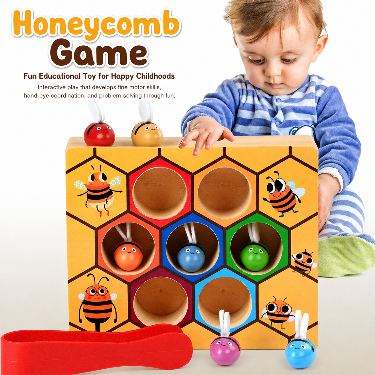 Wooden Beehive Colour Recognition Game for Babies & Toddlers