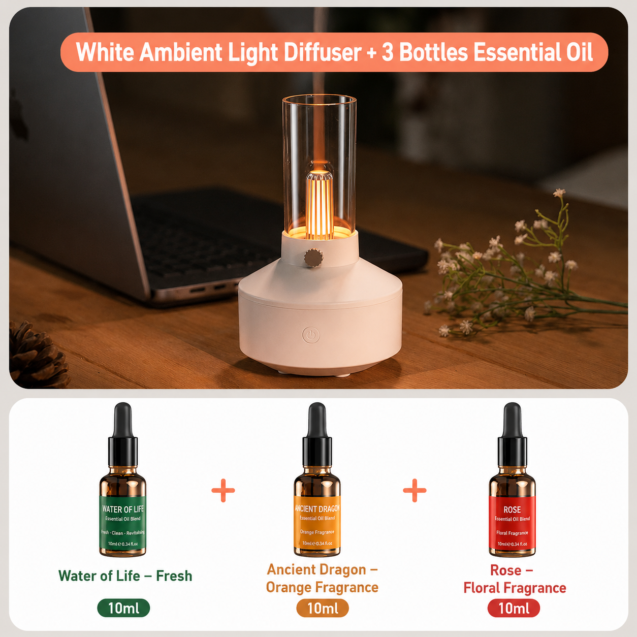Retro Candlelight Aromatherapy Diffuser & Humidifier Desktop Atmosphere Light