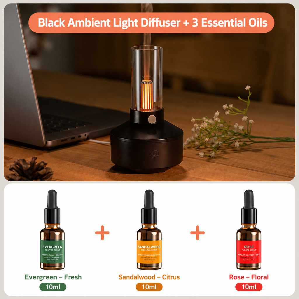 Retro Candlelight Aromatherapy Diffuser & Humidifier Desktop Atmosphere Light