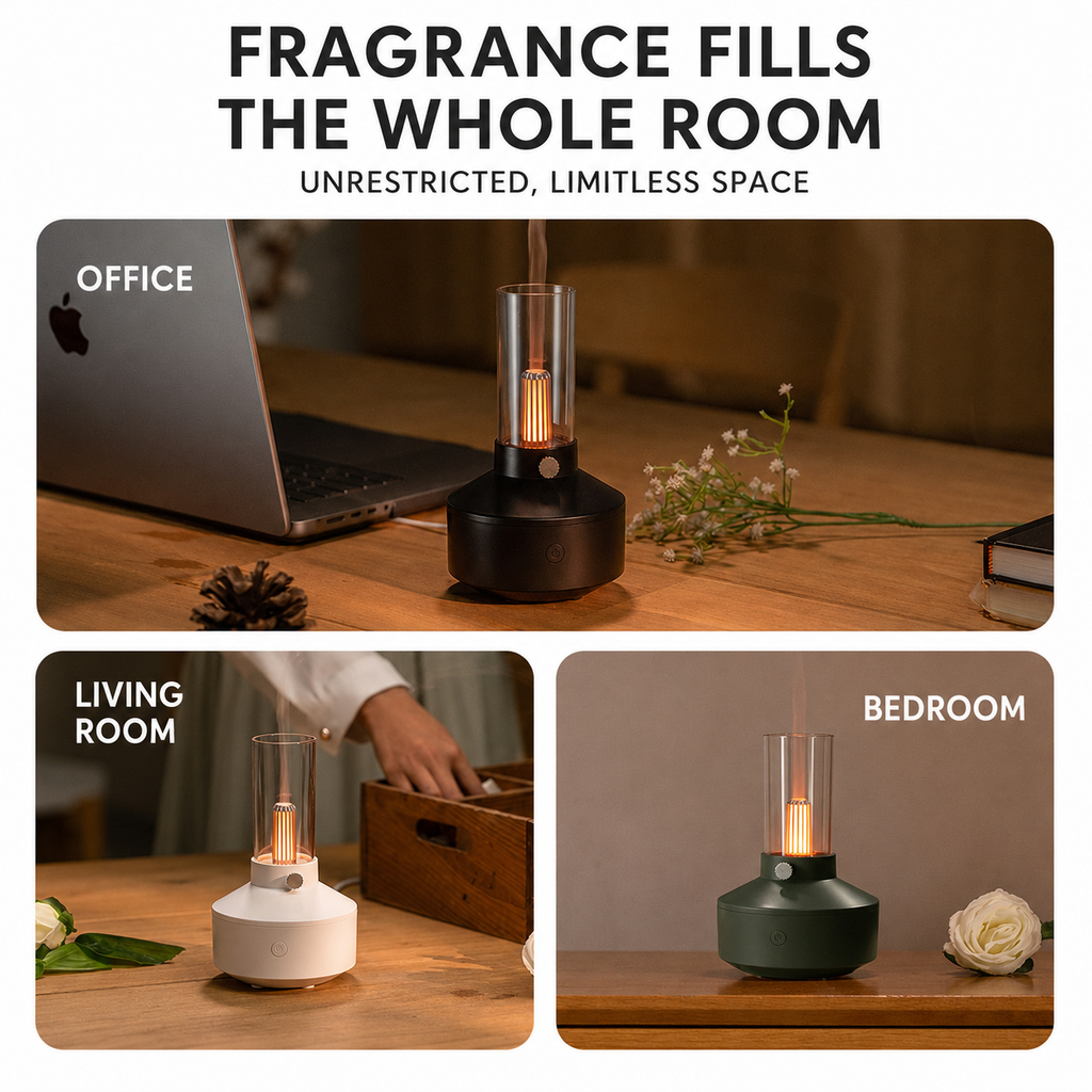 Retro Candlelight Aromatherapy Diffuser & Humidifier Desktop Atmosphere Light