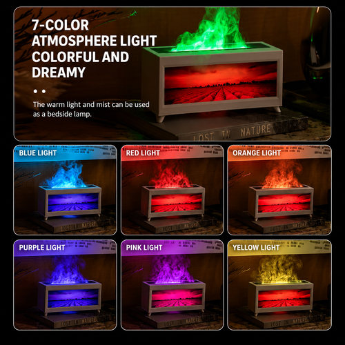 Humidificateur et diffuseur d'aromathérapie flamme de cheminée 3D