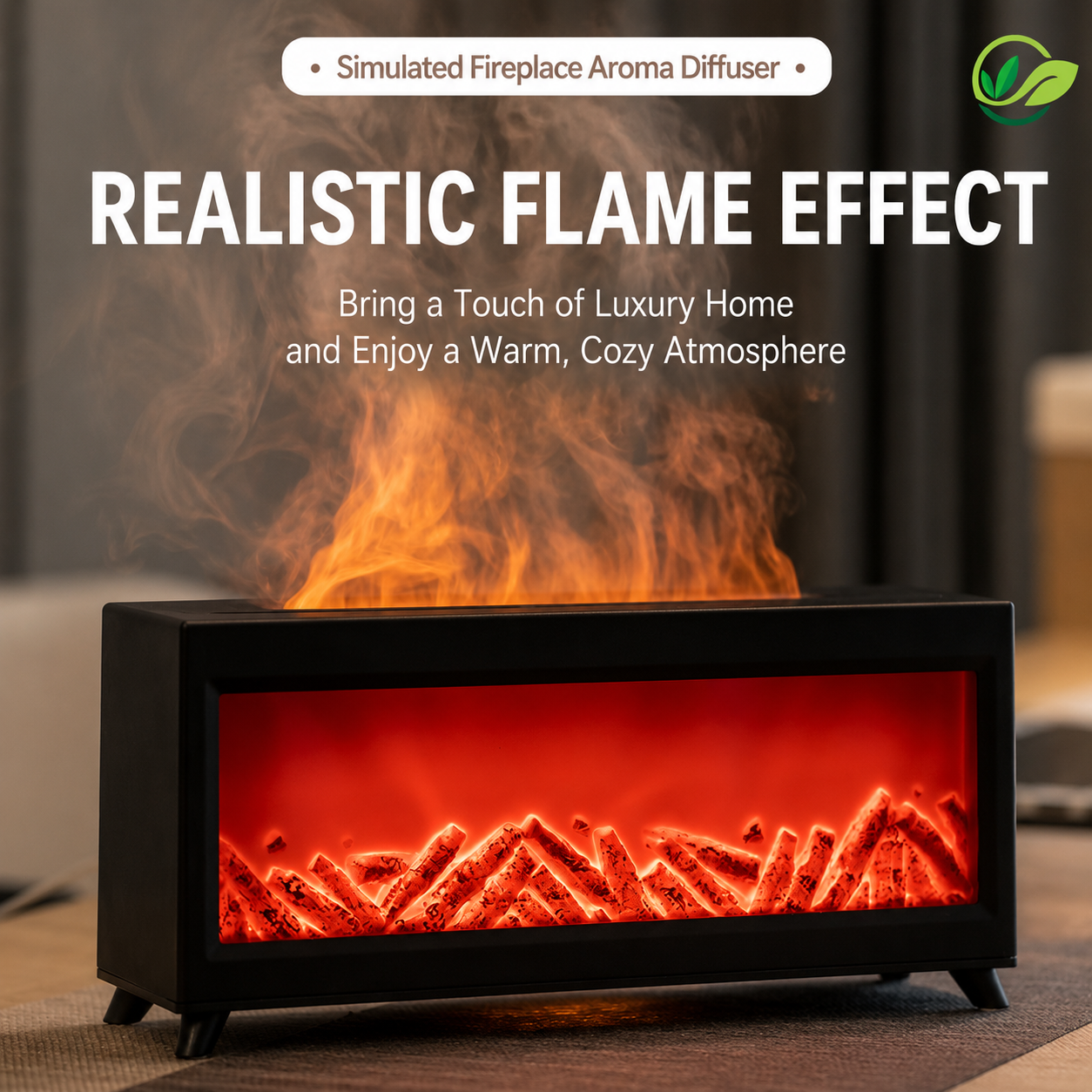 3D Fireplace Flame Humidifier & Aromatherapy Diffuser