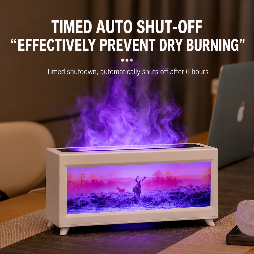 3D Fireplace Flame Humidifier & Aromatherapy Diffuser