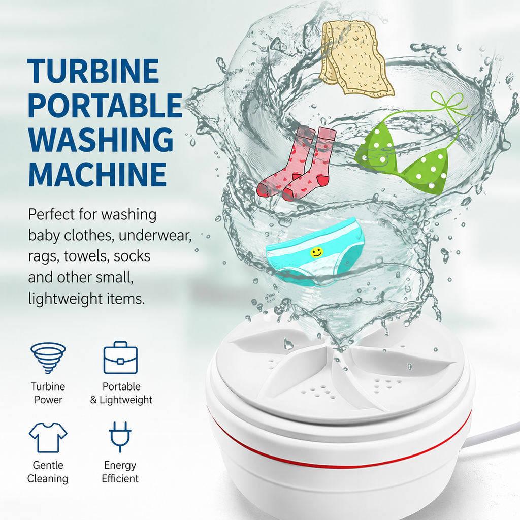 Mini Ultrasonic Turbo Washing Machine