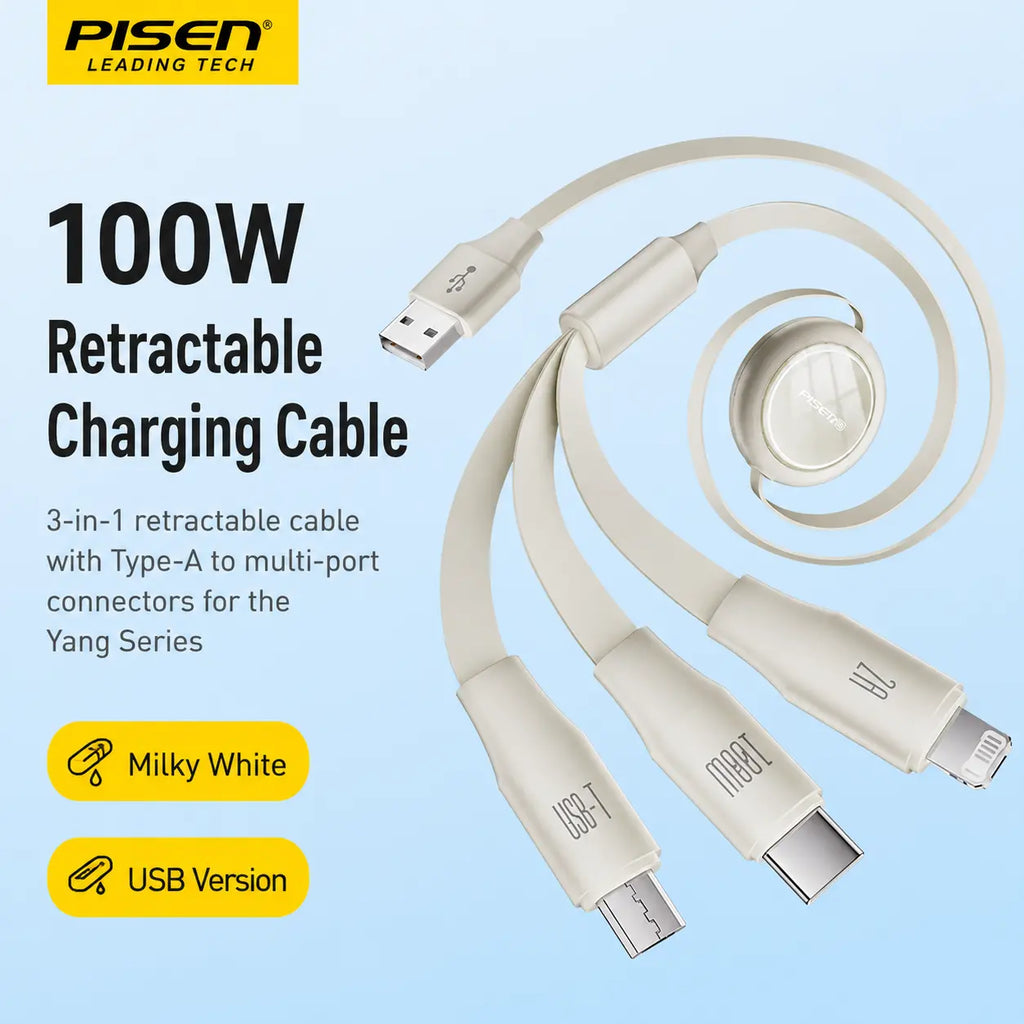 3-in-1 Retractable Fast Charging Cable Novva Living