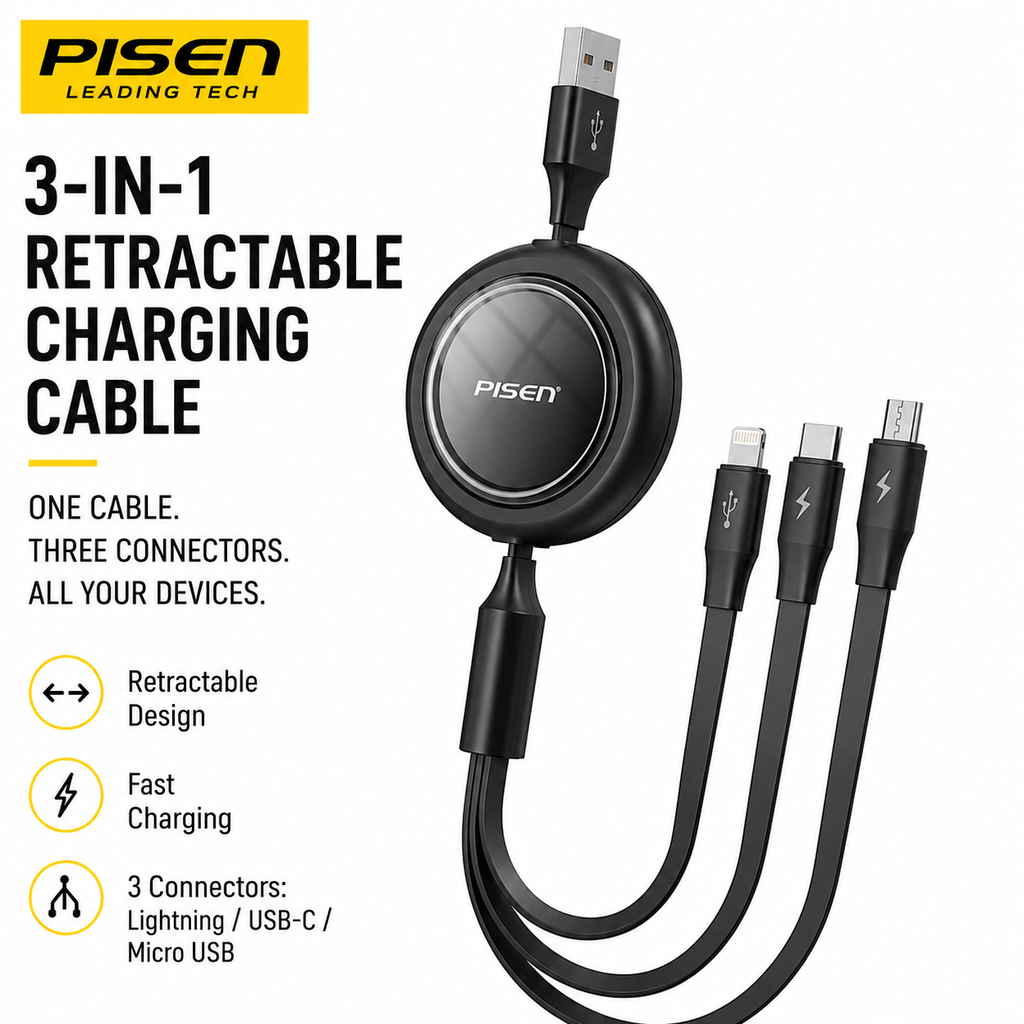 3-in-1 Retractable Fast Charging Cable