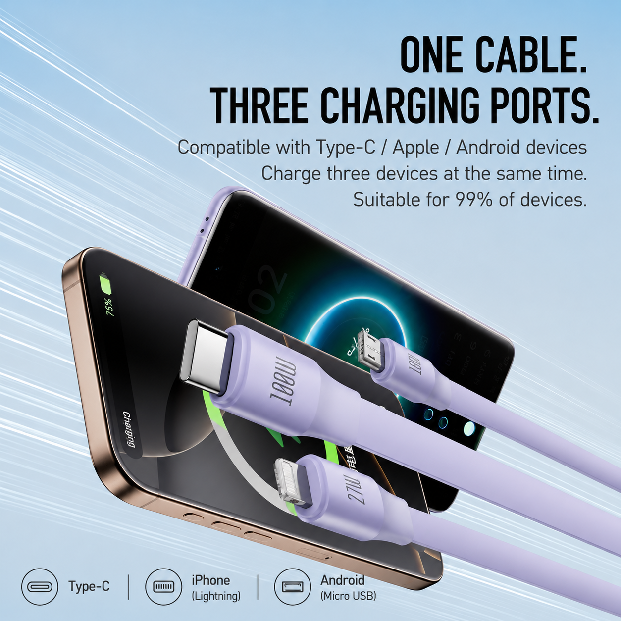 3-in-1 Retractable Fast Charging Cable