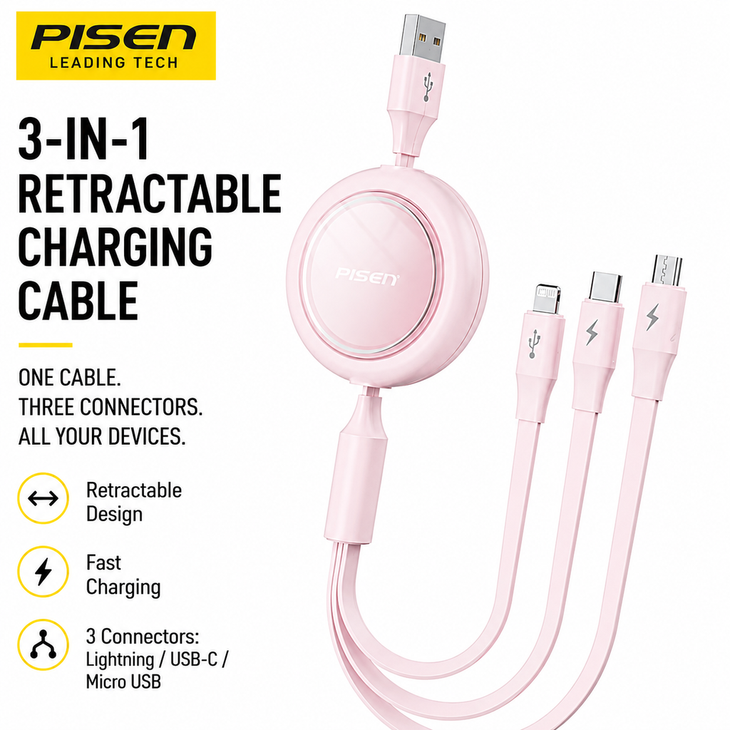 3-in-1 Retractable Fast Charging Cable