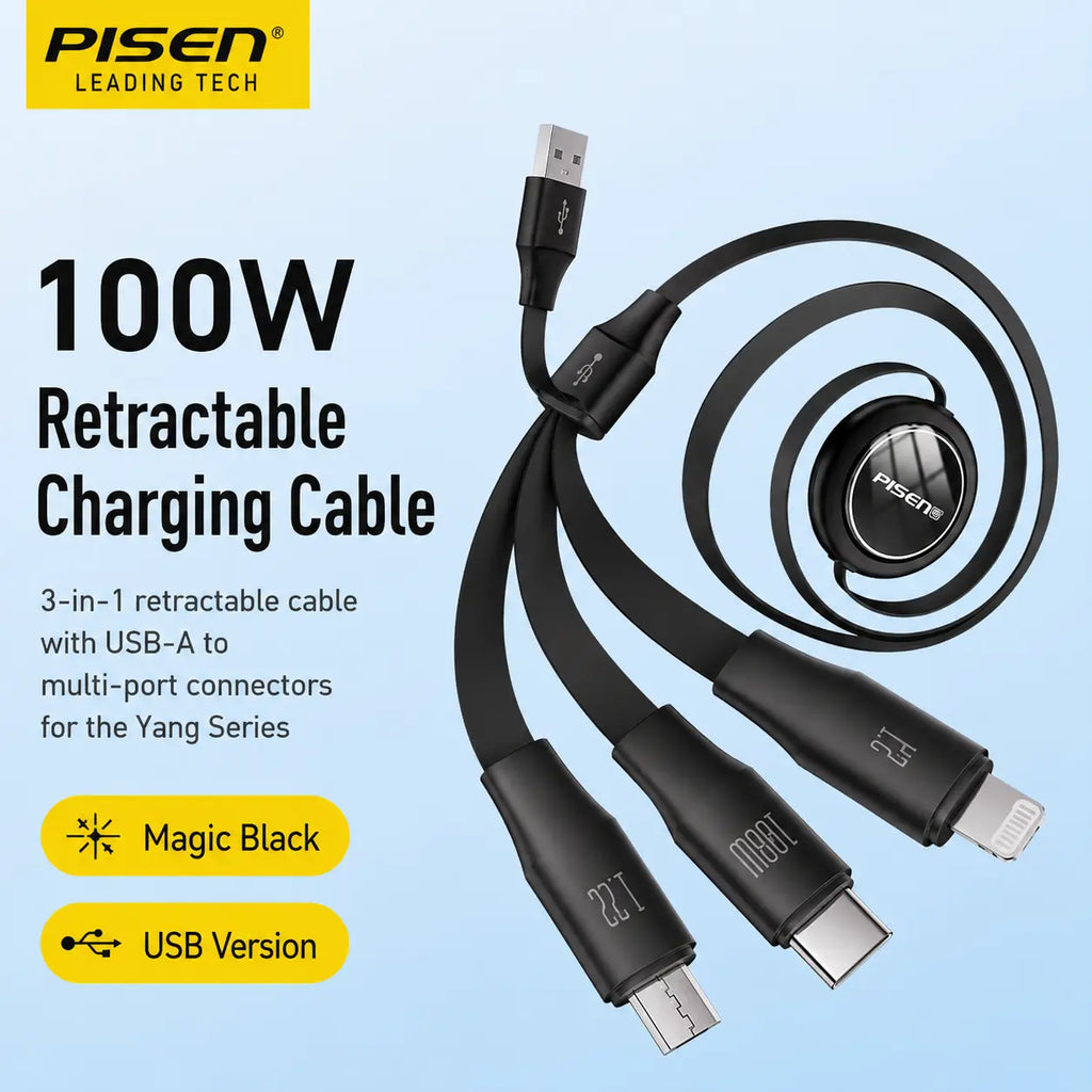3-in-1 Retractable Fast Charging Cable Novva Living