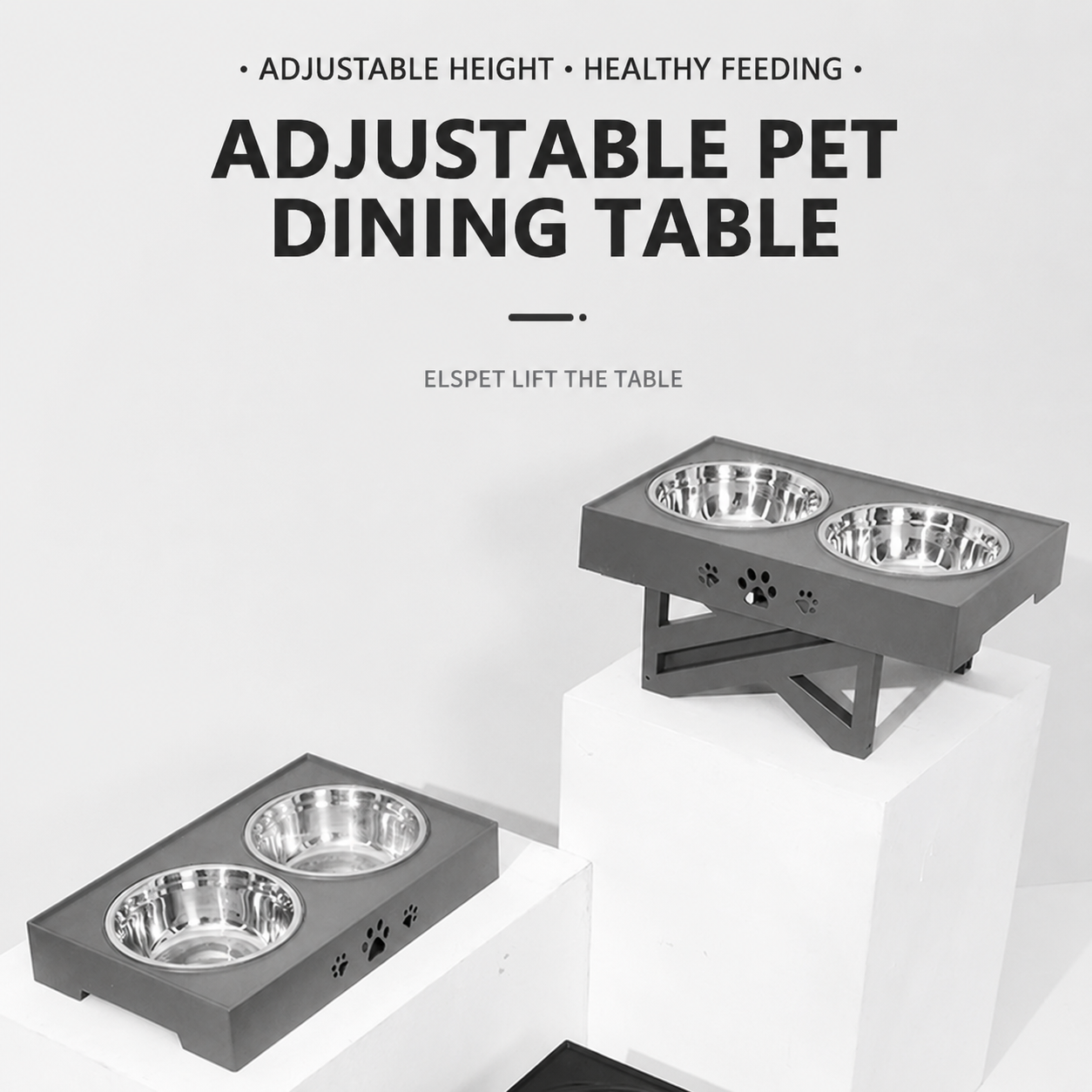 Station d'alimentation pliable surélevée pour animaux de compagnie