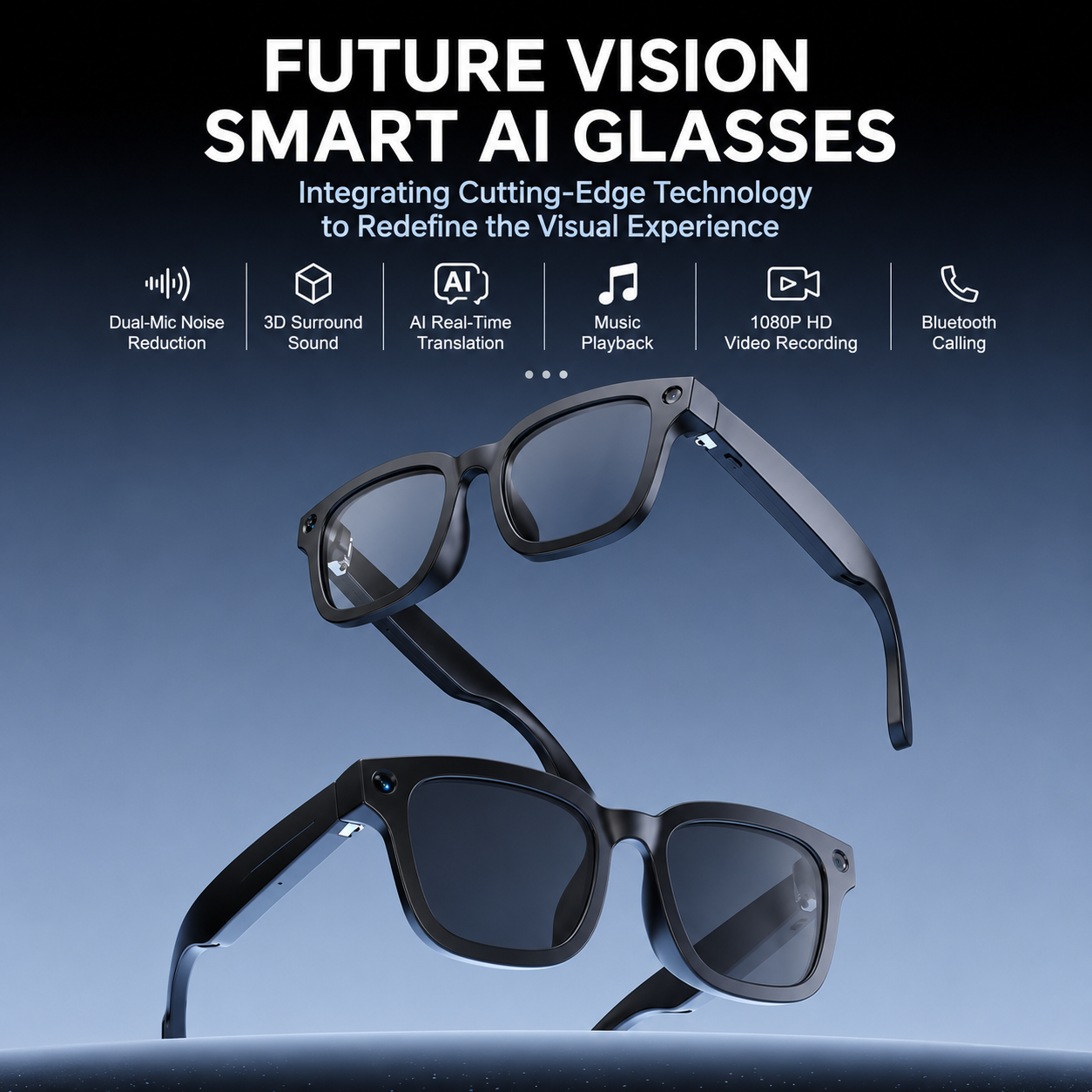 AI Smart Glasses Dual Lens Camera