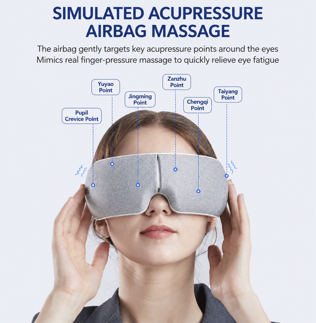 Masseur oculaire avec Bluetooth et compresse chauffante