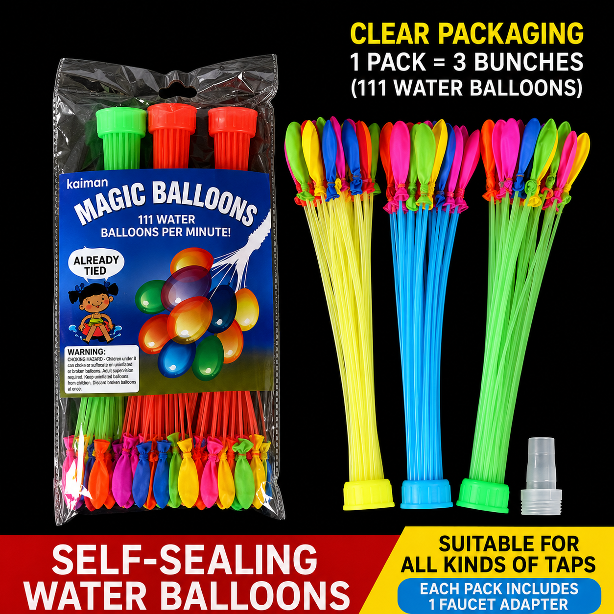 Self-Sealing Fast-Fill Water Balloons