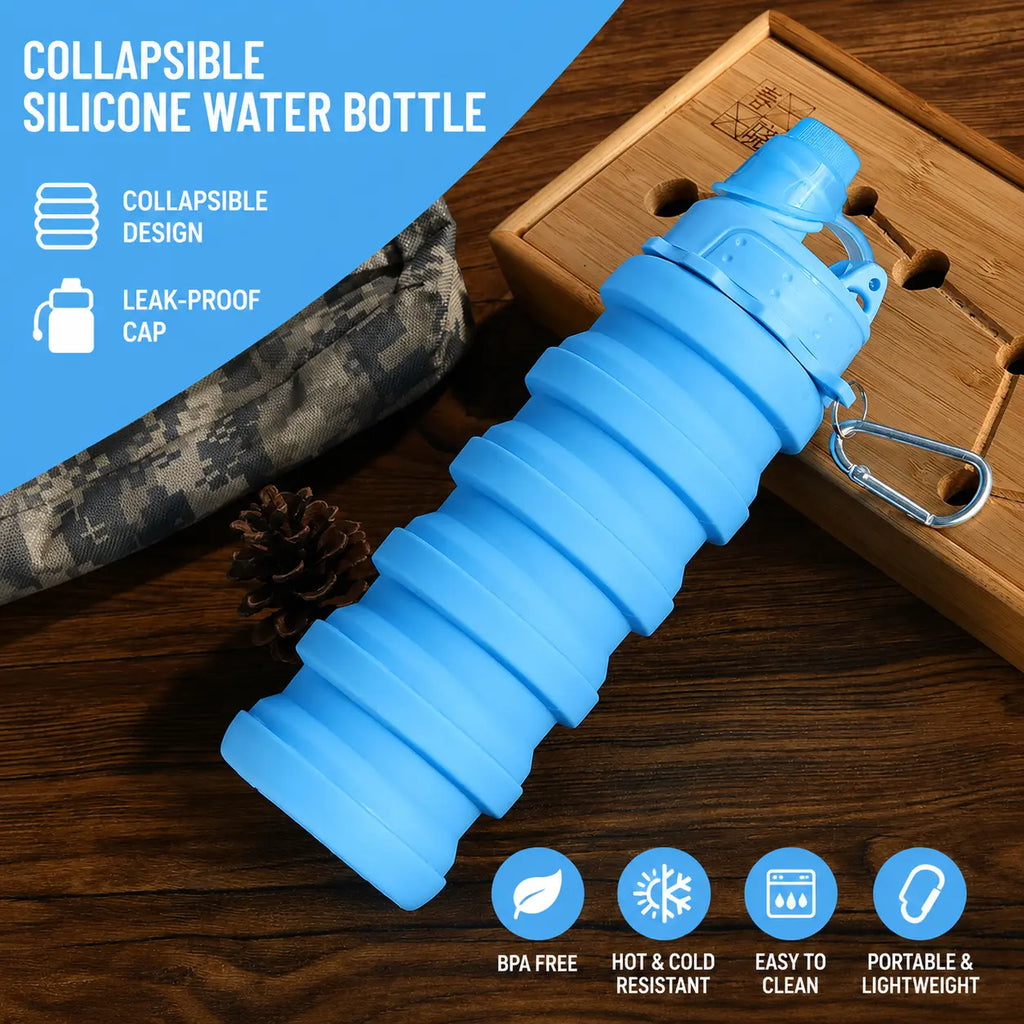 Silicone Folding Sports Water Bottle Novva Living