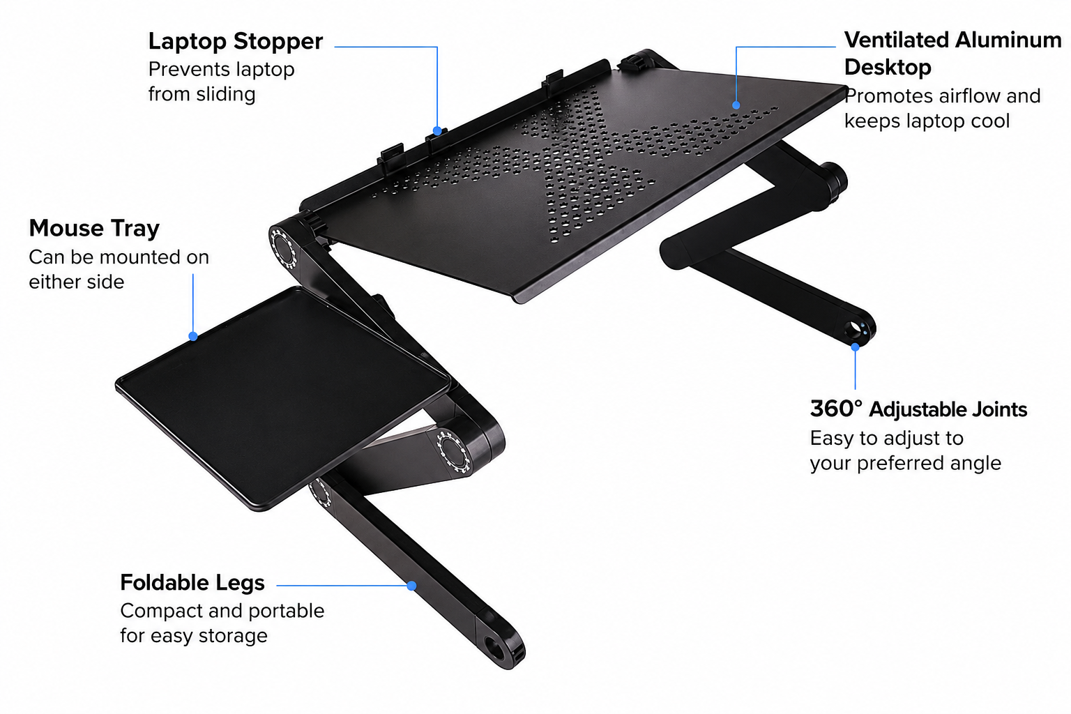 Portable Foldable Laptop Desk with Mouse Pad