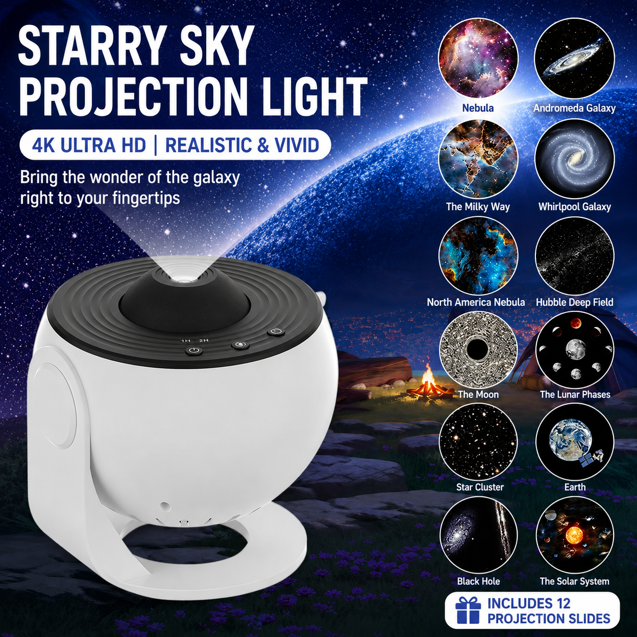 Lampe de projection Globe Galaxie Ciel étoilé