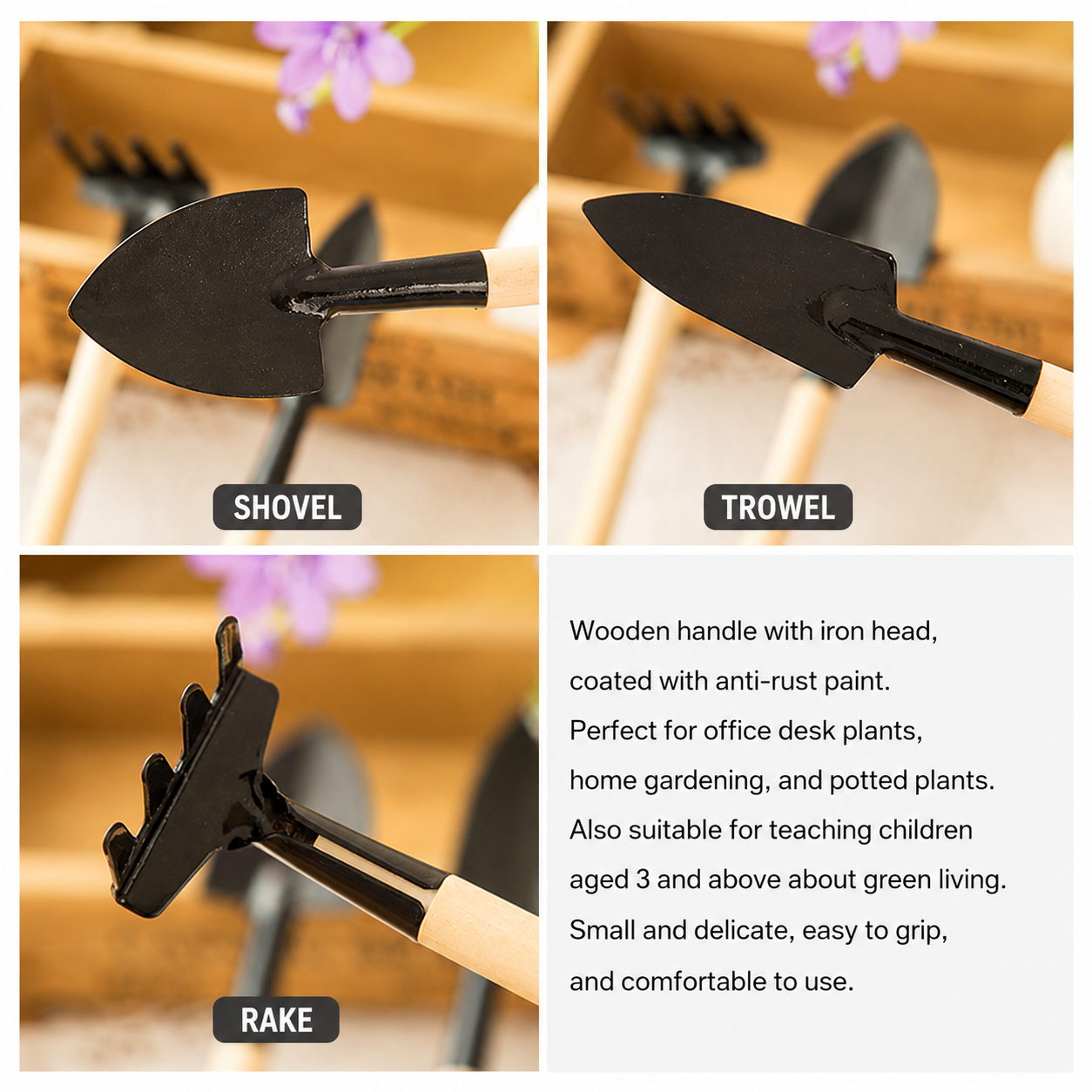 Mini-ensemble de 3 outils de jardinage