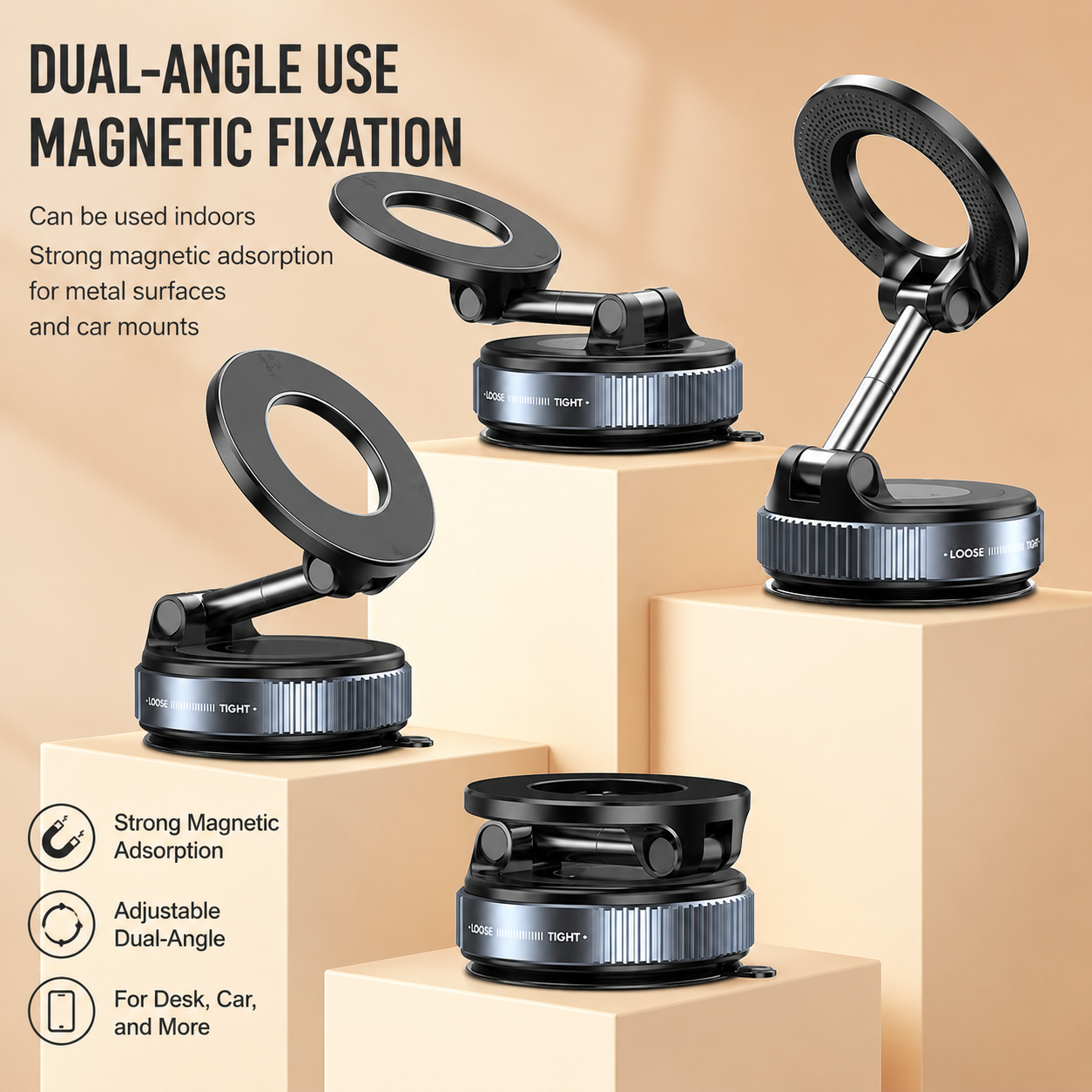 Support Téléphone Voiture Magnétique Rotatif à 360°