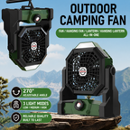 Portable Camping Fan with LED Light & Hook