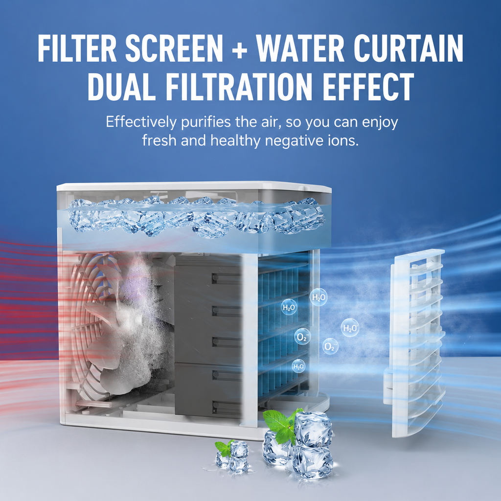 Desktop Water Cooling Fan with Ice & Mist Spray