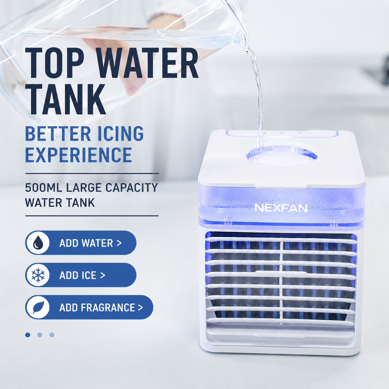 Desktop Water Cooling Fan with Ice & Mist Spray