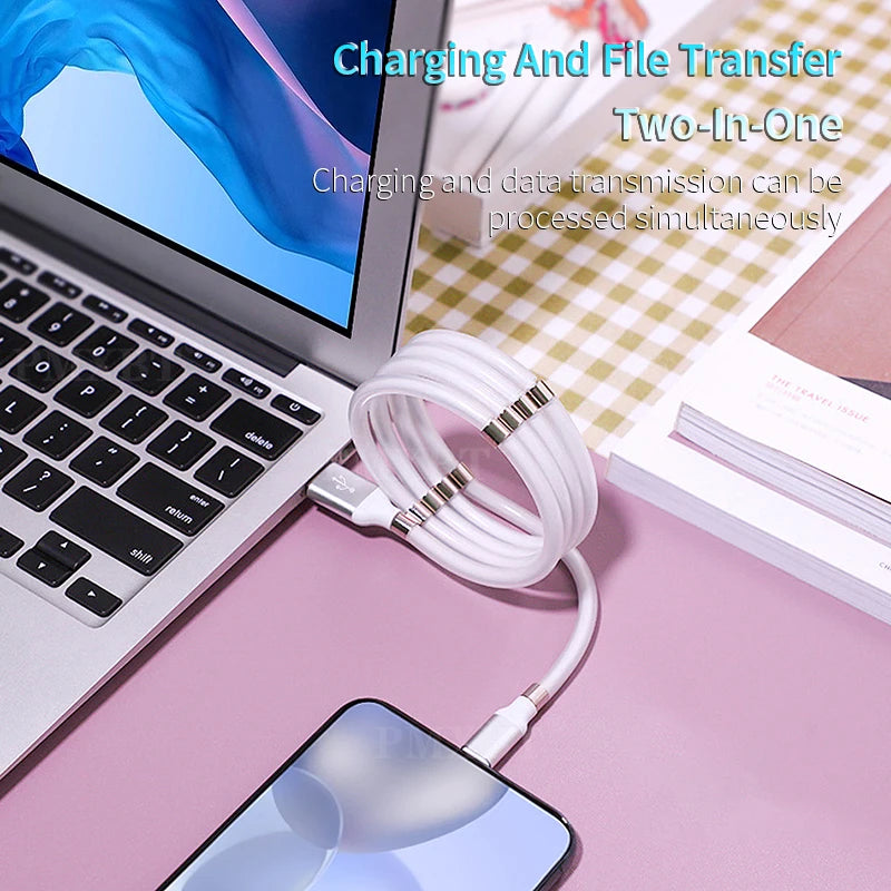 Magnetic Self-Winding Charging Cable