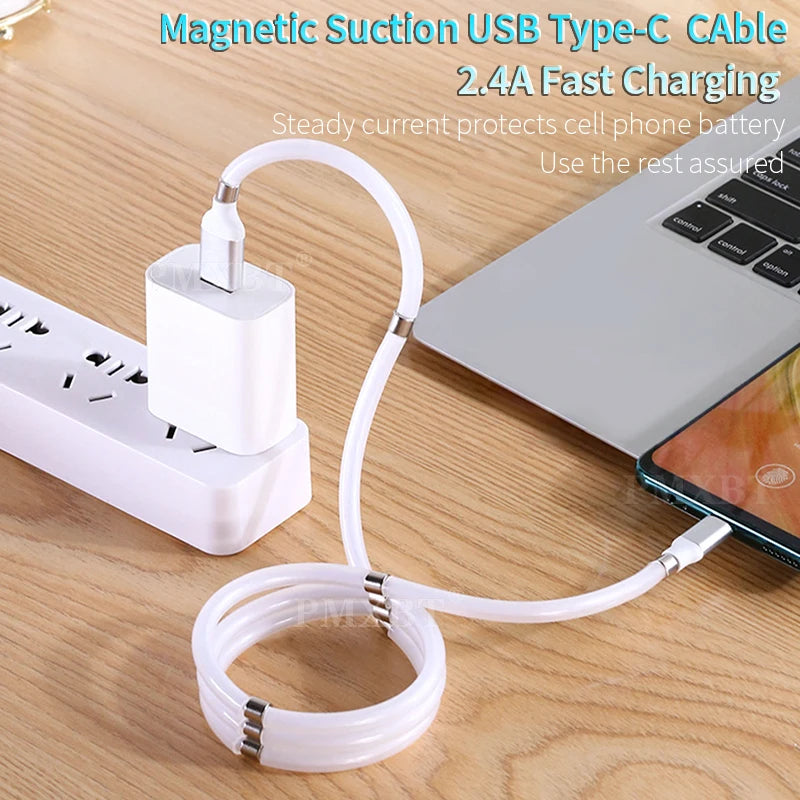 Magnetic Self-Winding Charging Cable