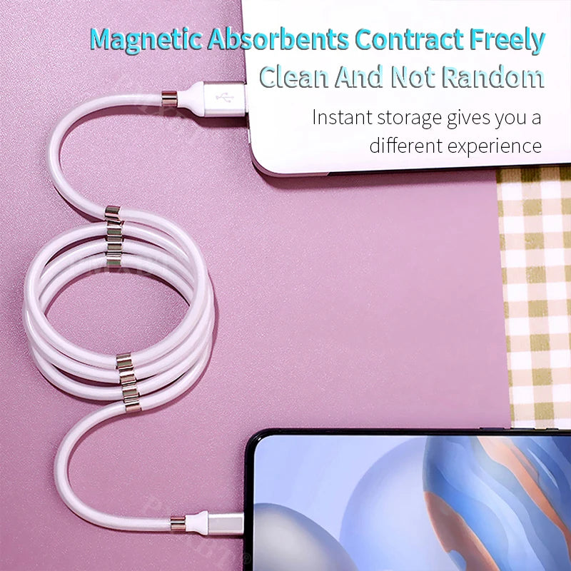 Magnetic Self-Winding Charging Cable