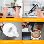 Semi-Automatic Handheld Milk Frother with Stainless-Steel Whisk and LCD Display