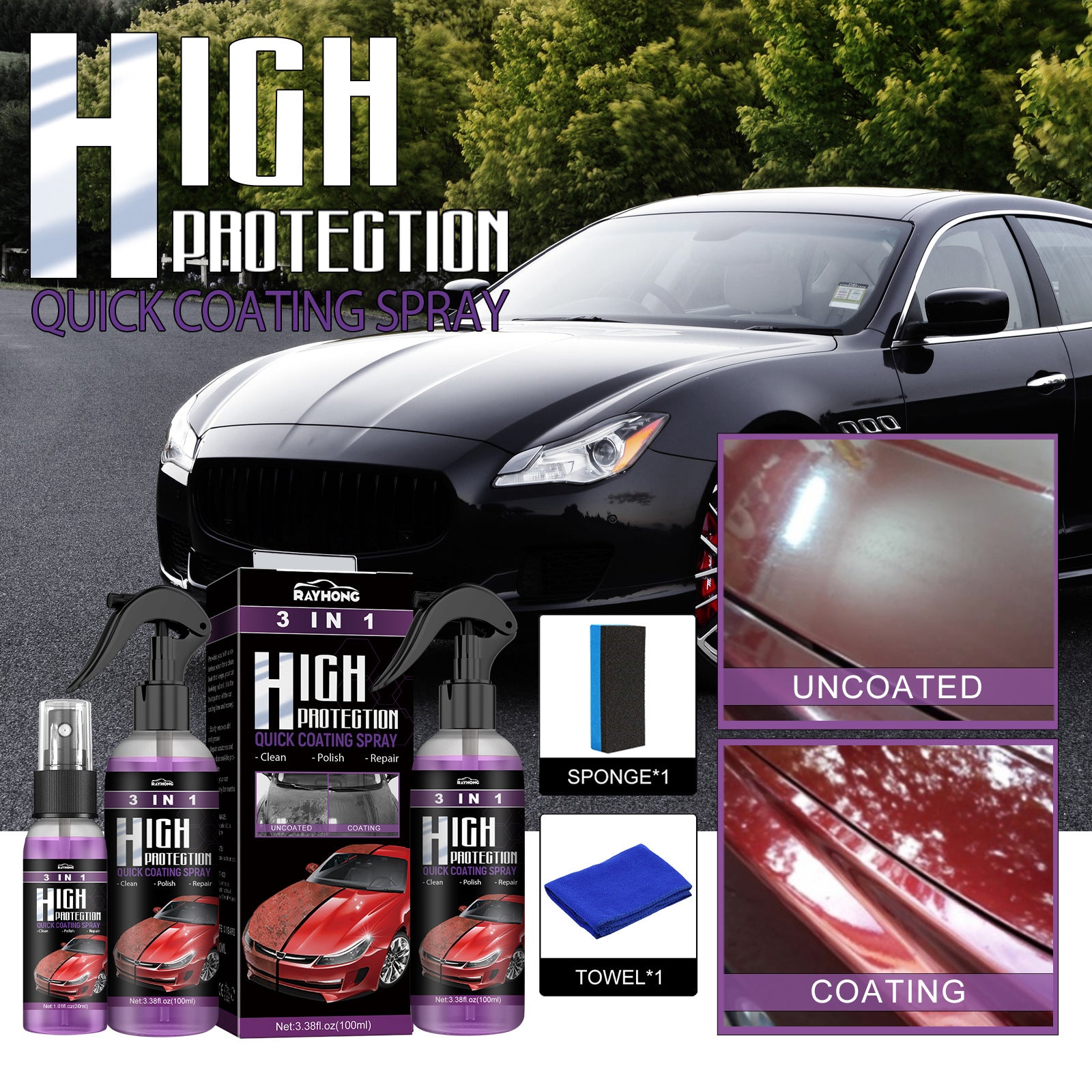 3-in-1 Car Paint Spray Coating & Colour Change