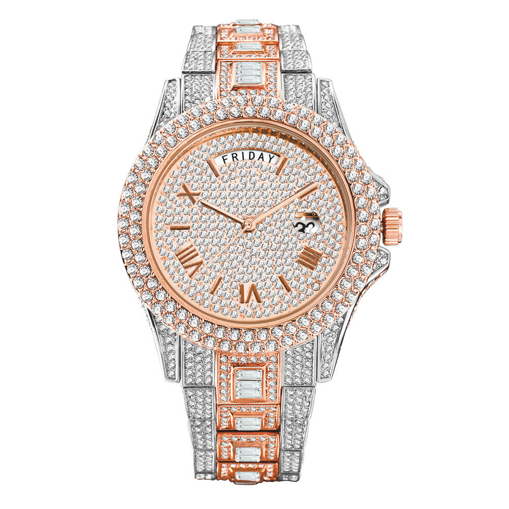 Montre Homme Entièrement Sertie de Diamants