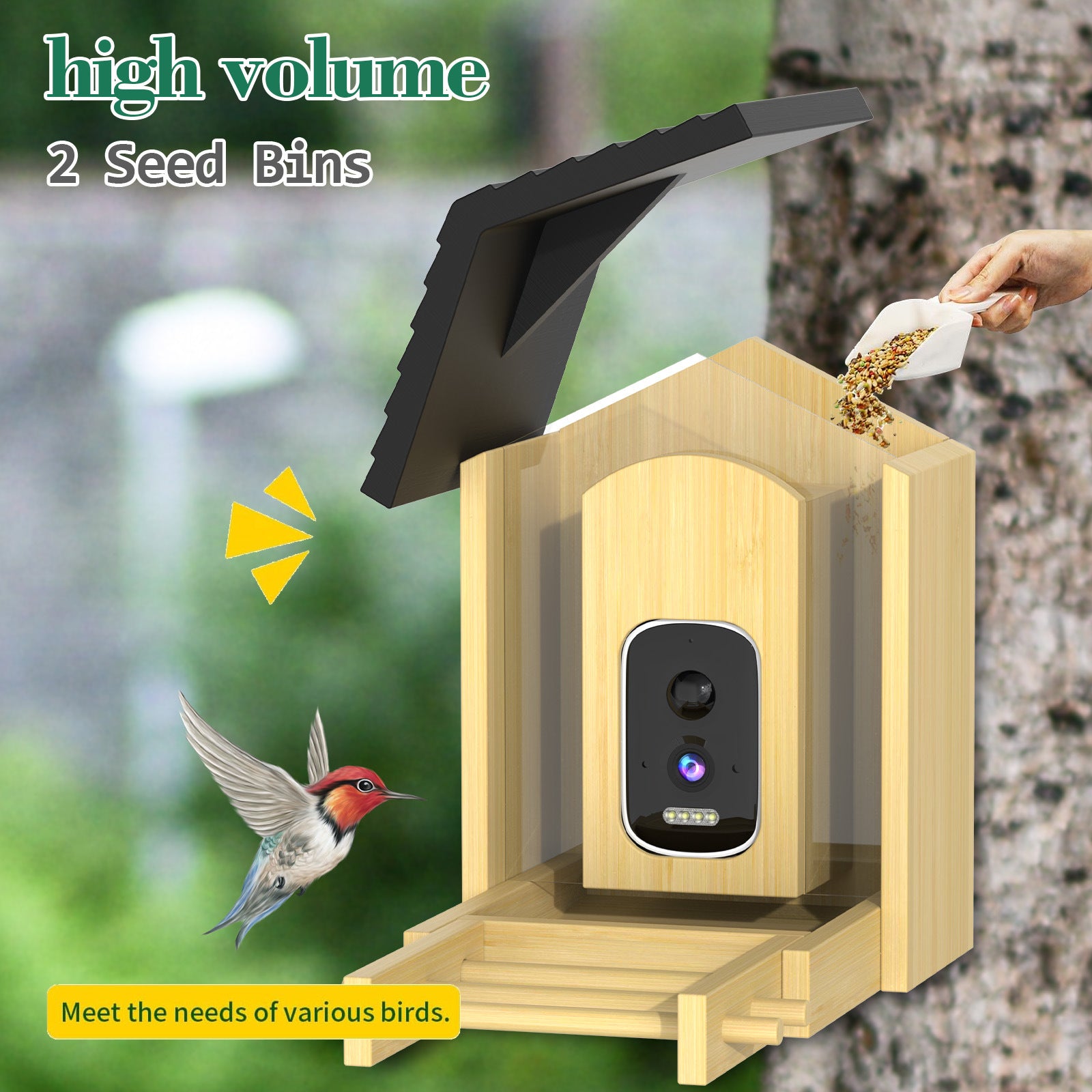 Bamboo Smart Bird Feeder