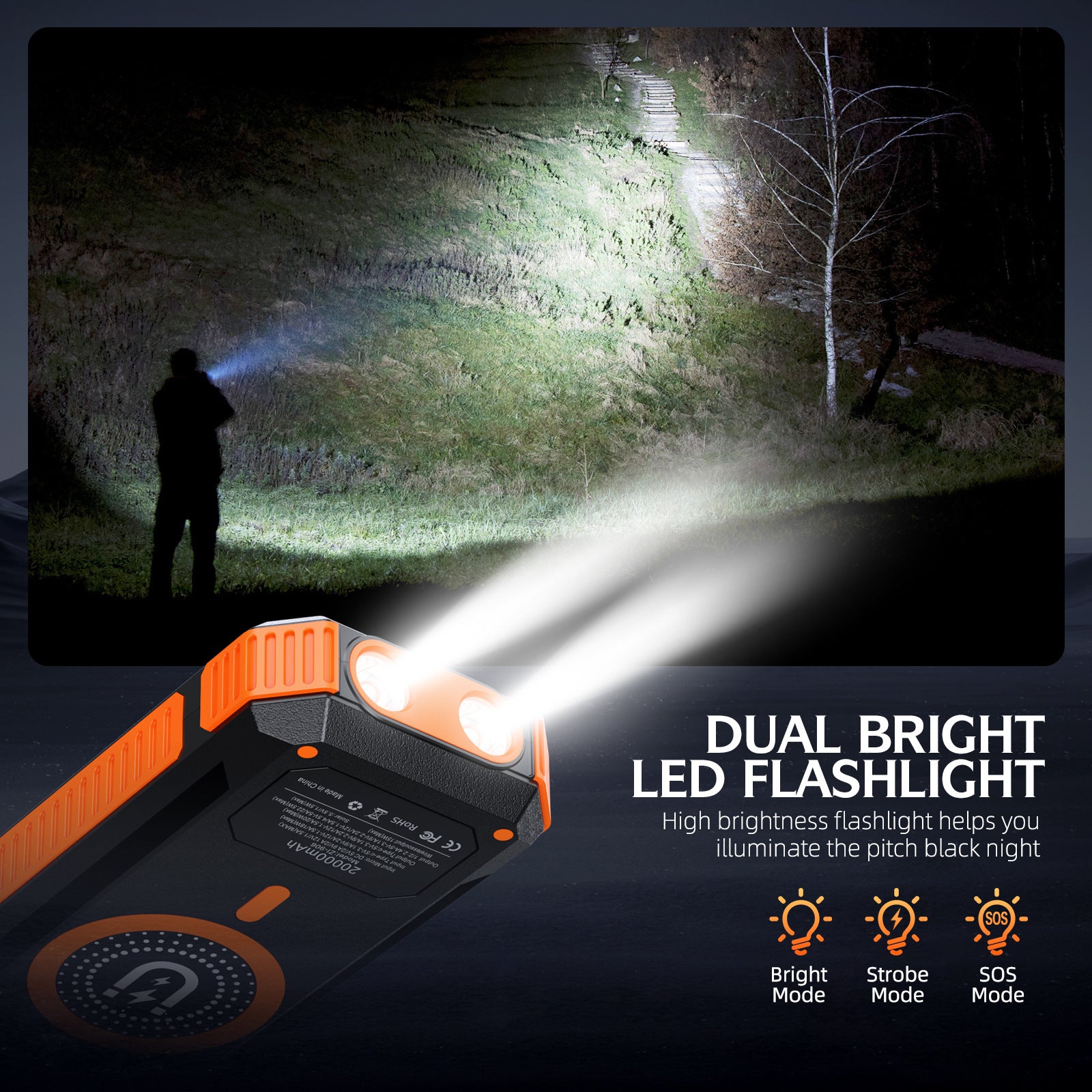Solar Power Bank with Wireless Charging & Compass