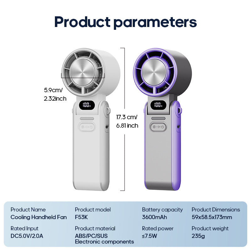 Digital Display Handheld Folding Fan
