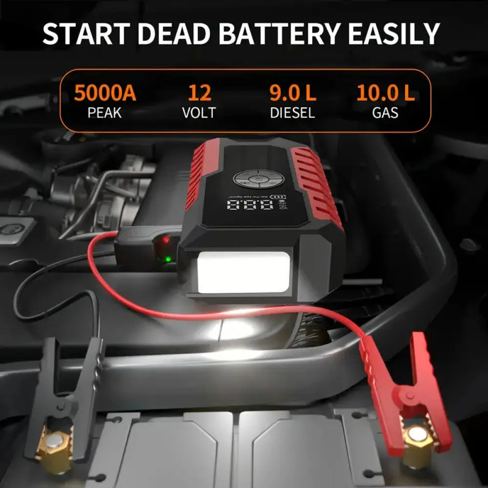 Avviatore d'emergenza per auto, compressore d'aria e power bank 3 in 1