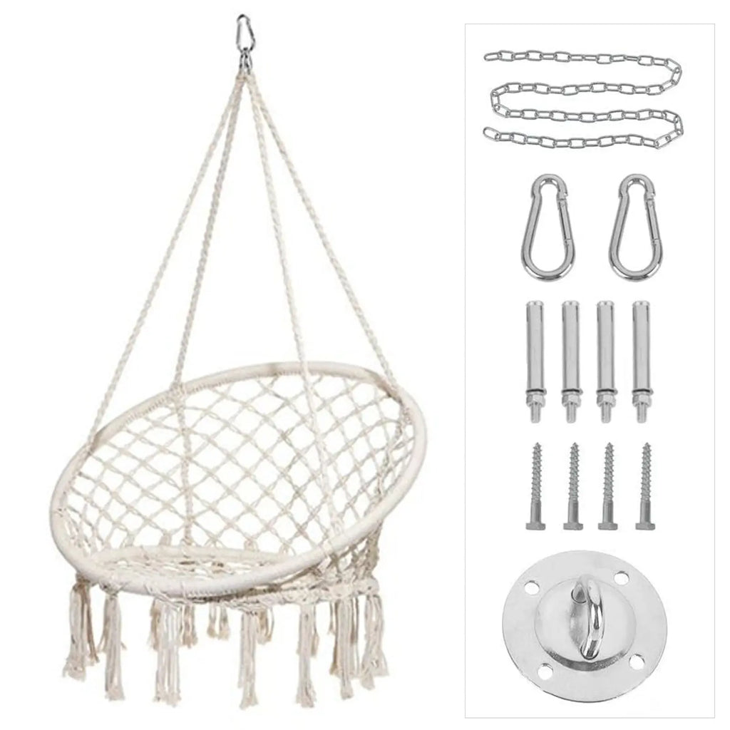 Hand-Woven Cotton Rope Hammock Chair Novva Living
