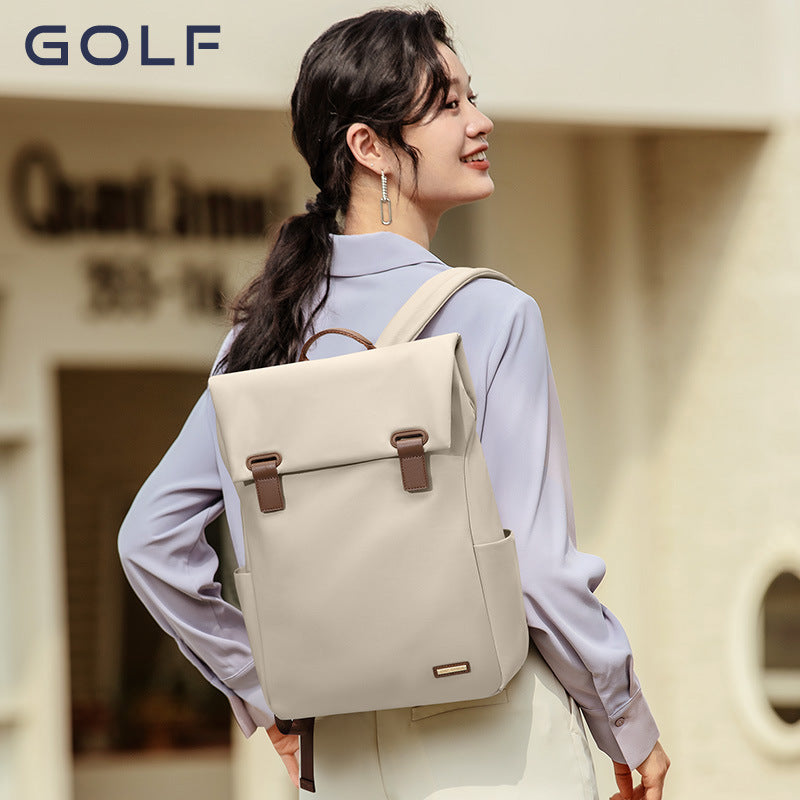 GOLF Backpack Women's Lightweight and Versatile Large Capacity Flip-top Leisure Commuting Travel 15.6-inch Computer Backpack