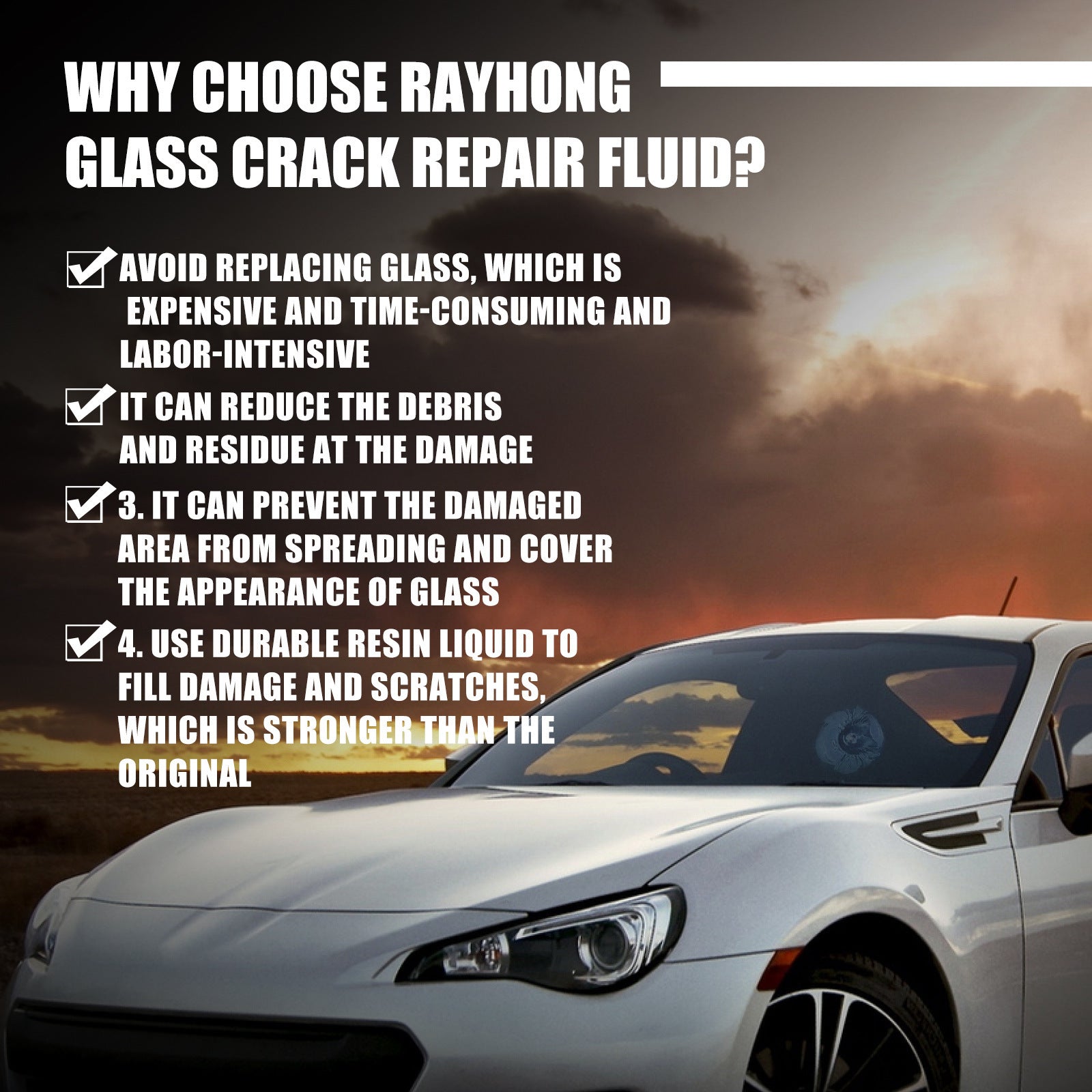 Windshield Crack Sealant Quick-Setting Glass Adhesive