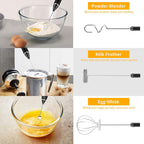 Semi-Automatic Handheld Milk Frother with Stainless-Steel Whisk and LCD Display