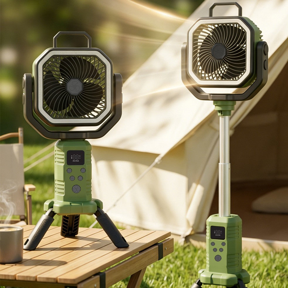 Outdoor Camping Fan with Tripod & Telescopic Rod